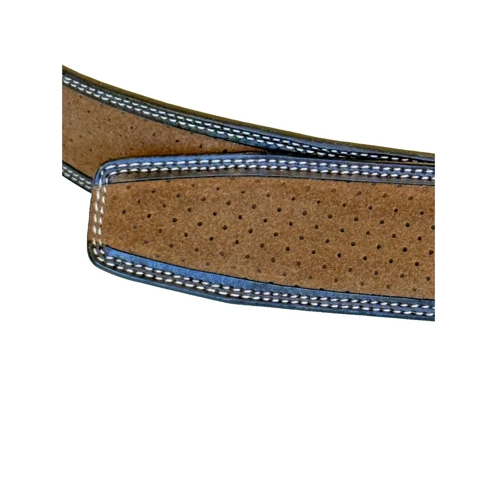Mezlan Men's Genuine Leather Belt; Textured/2 Tone;Made in Spain; Brown; Size 44